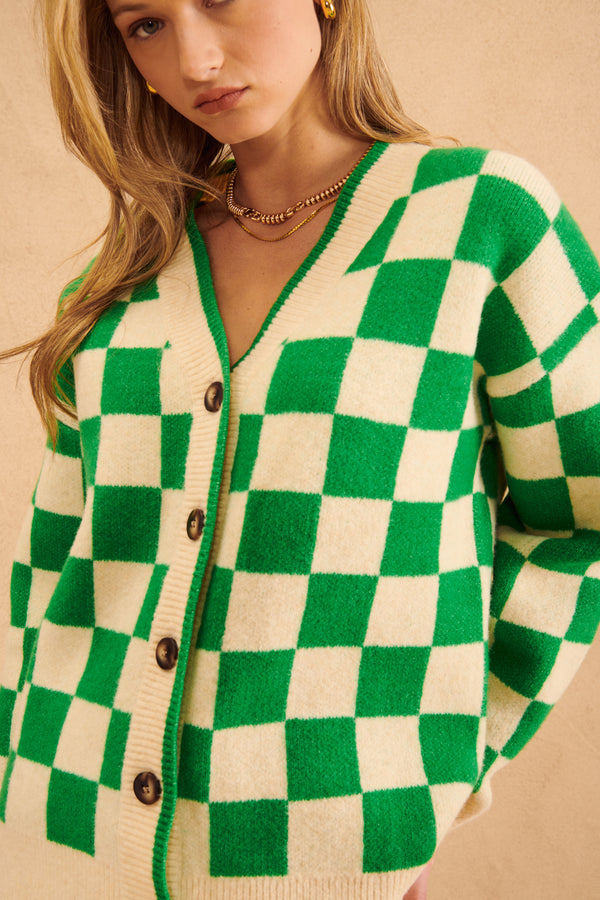 Lawson Checkered Cardigan-Irish Check