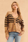 Stanley Stripe Cardigan-Camel/Black