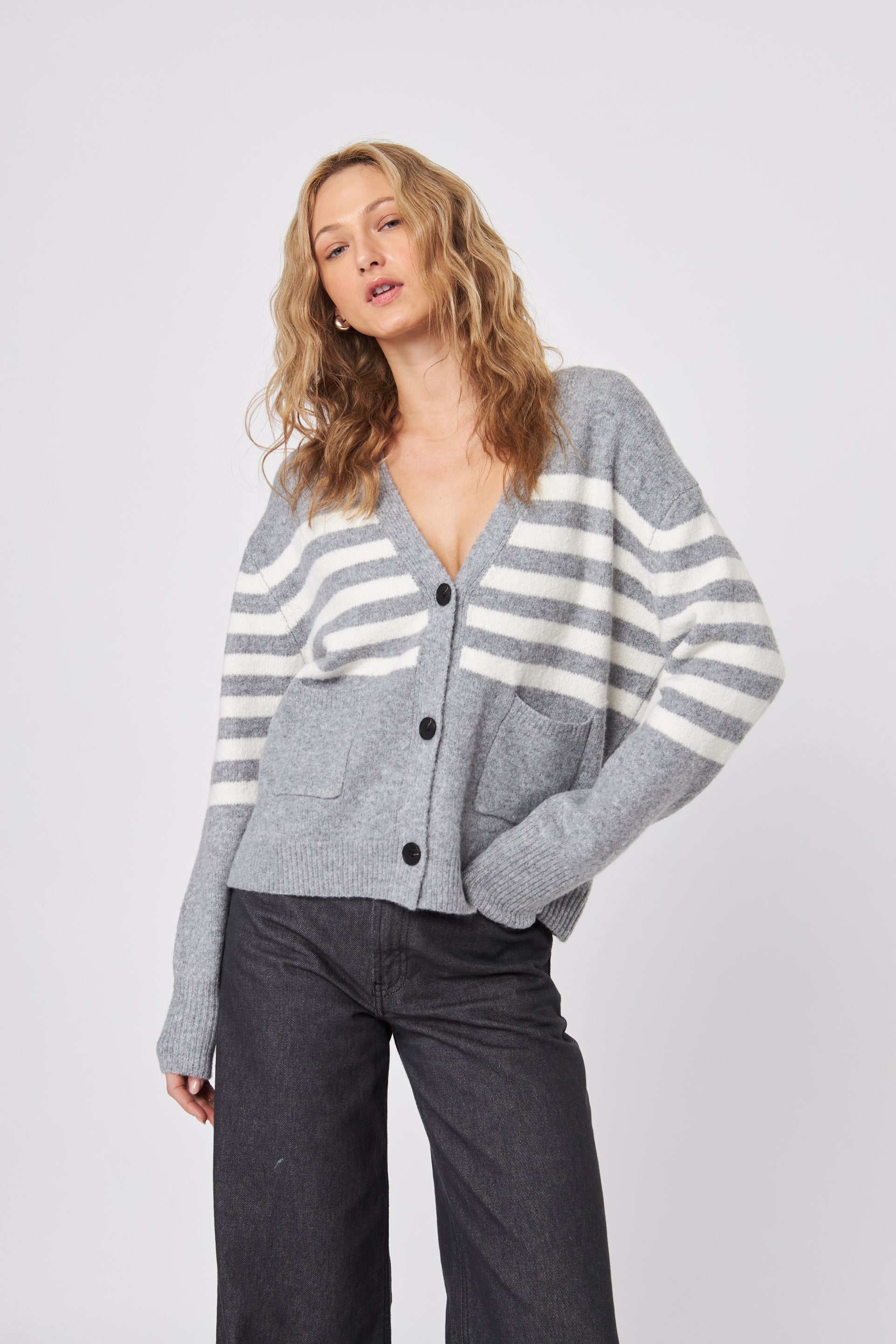 Stanley Stripe Cardigan—Glacial