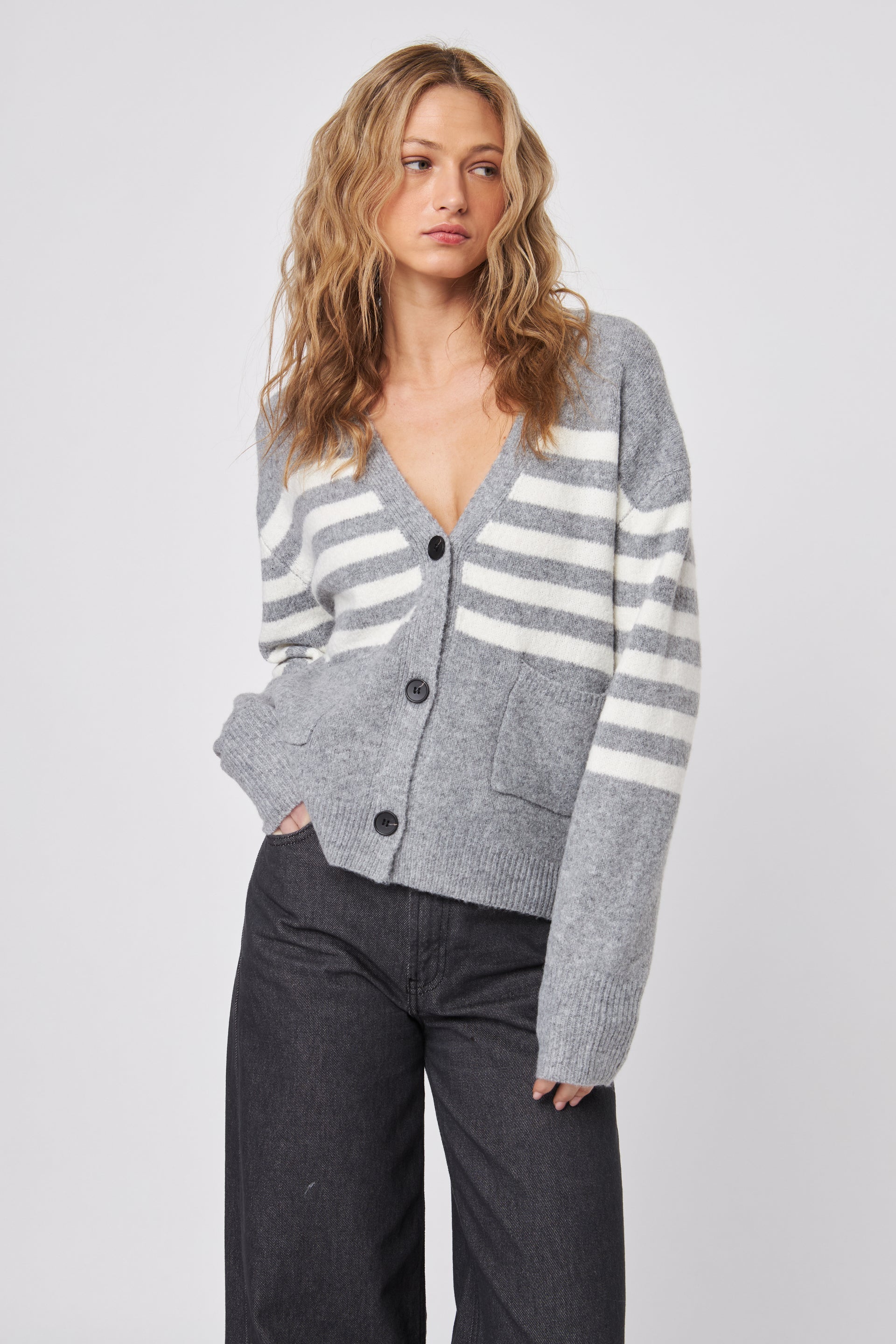 Stanley Stripe Cardigan—Glacial