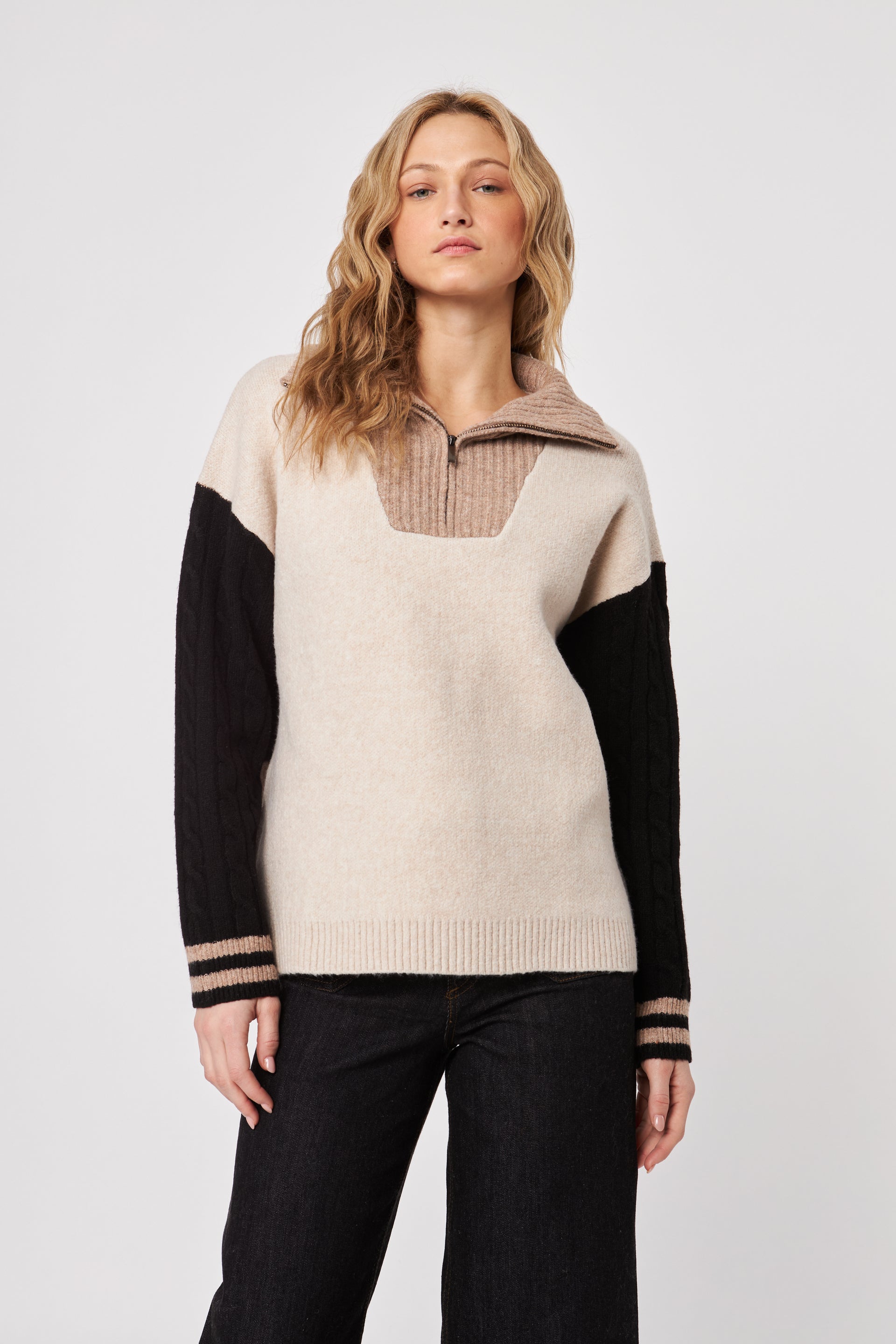 Gary Half Zip Sweater—Driftwood