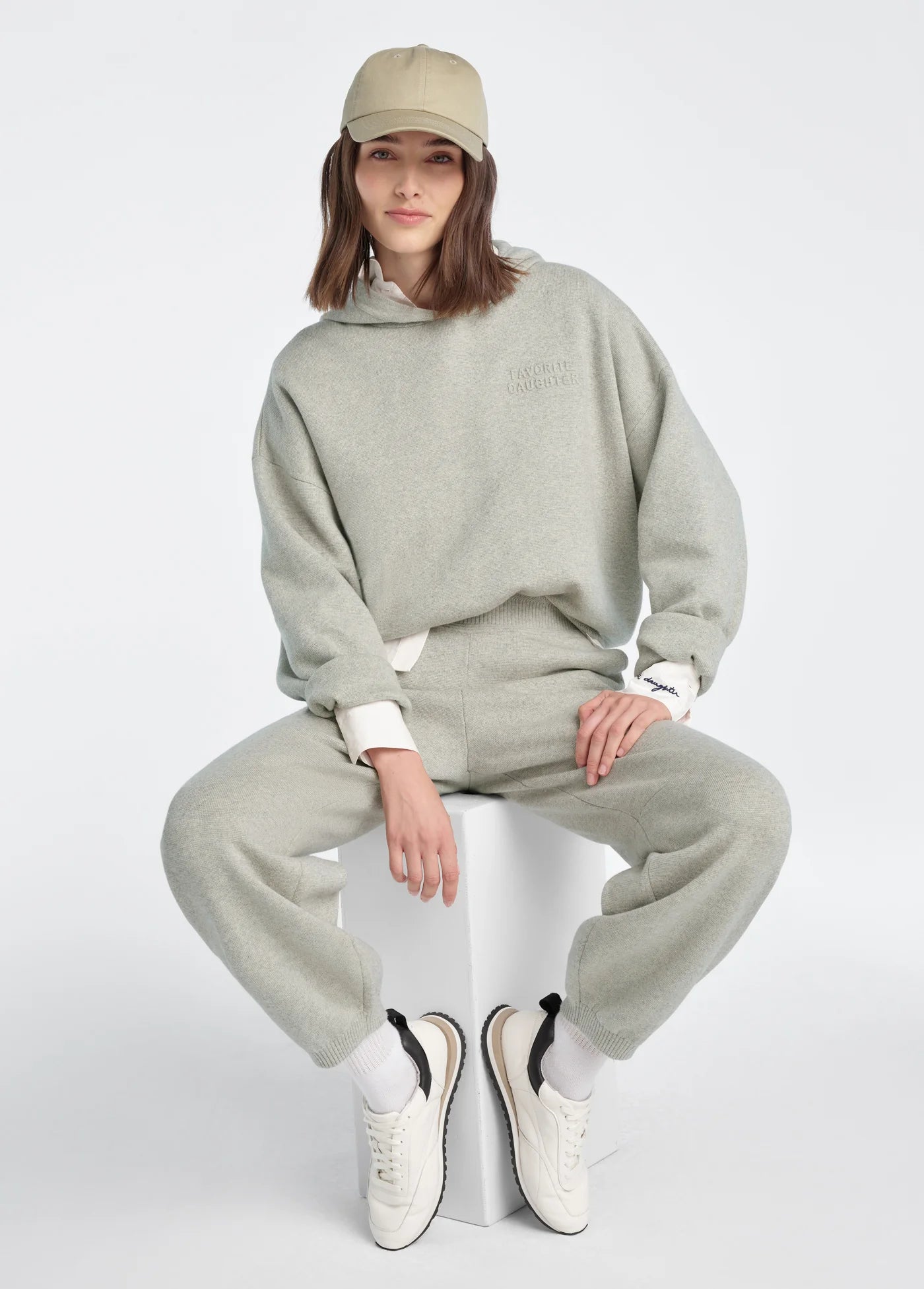 The Cropped Fatigue Sisters Hoodie- Heather Grey