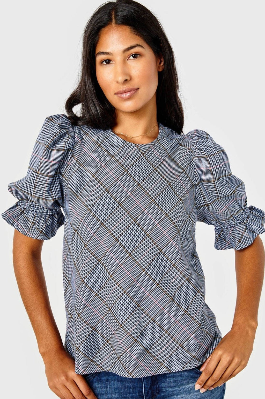 Connie Anne Top- Cerulean Tweed