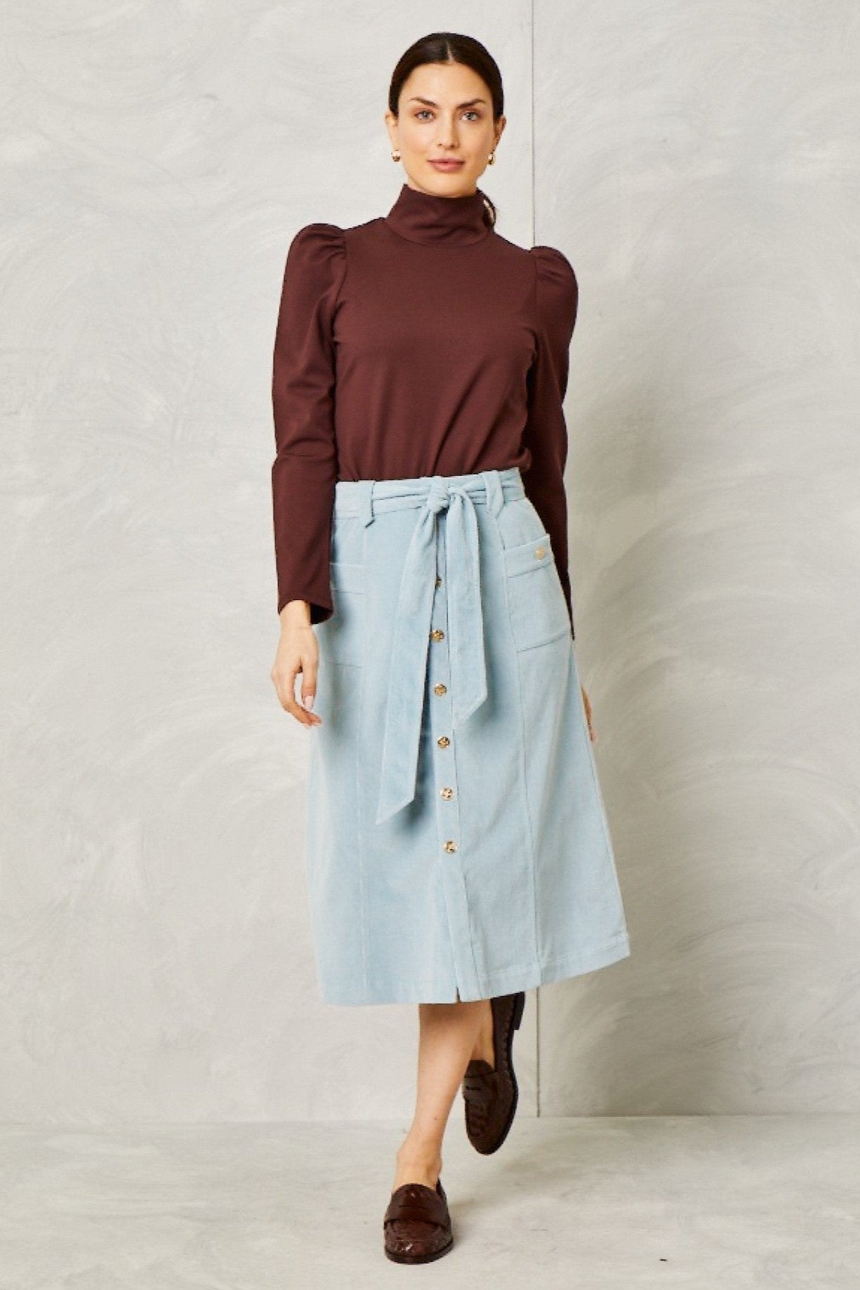 Colette Stretch Corduroy Skirt Mineral Blue Xs