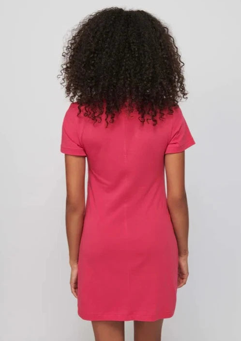 Fortuna Twisted T-Shirt Dress- Hibiscus Pink