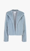 Euna Cropped Faux Fur Coat- Glacier Blue