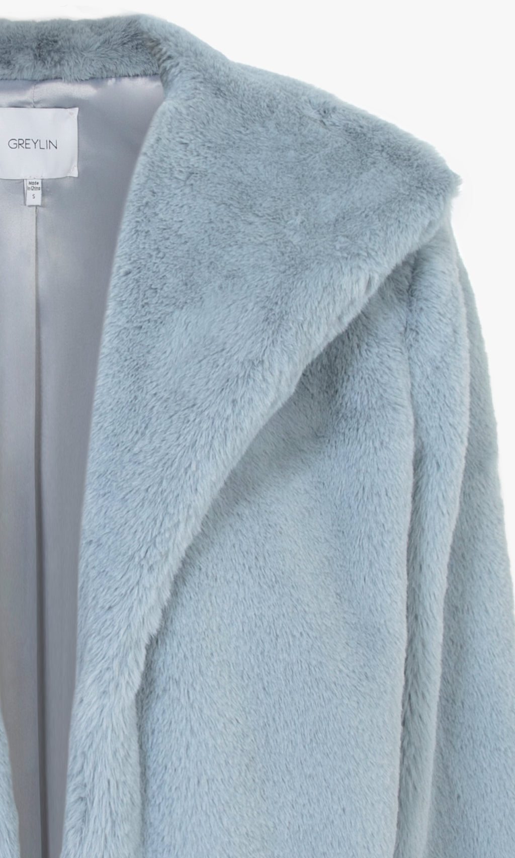 Euna Cropped Faux Fur Coat- Glacier Blue