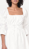Willow Balloon Sleeve Poplin Dress- White
