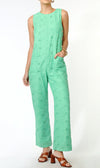 Augustina Embroidered Loose Jumpsuit- Apple Green**FINAL SALE**