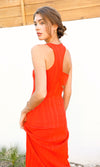 Magan Knit Tank Dress with Back Cut Out- Tomato Red