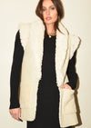 Riley Faux Fur Leather Vest- Ecru Cream