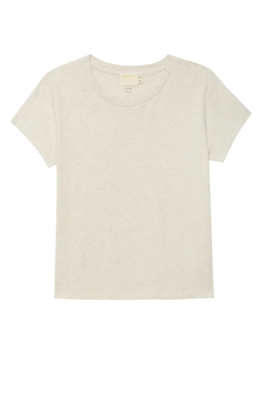 Goldie Boxy Crew Tee- Heather Oatmeal