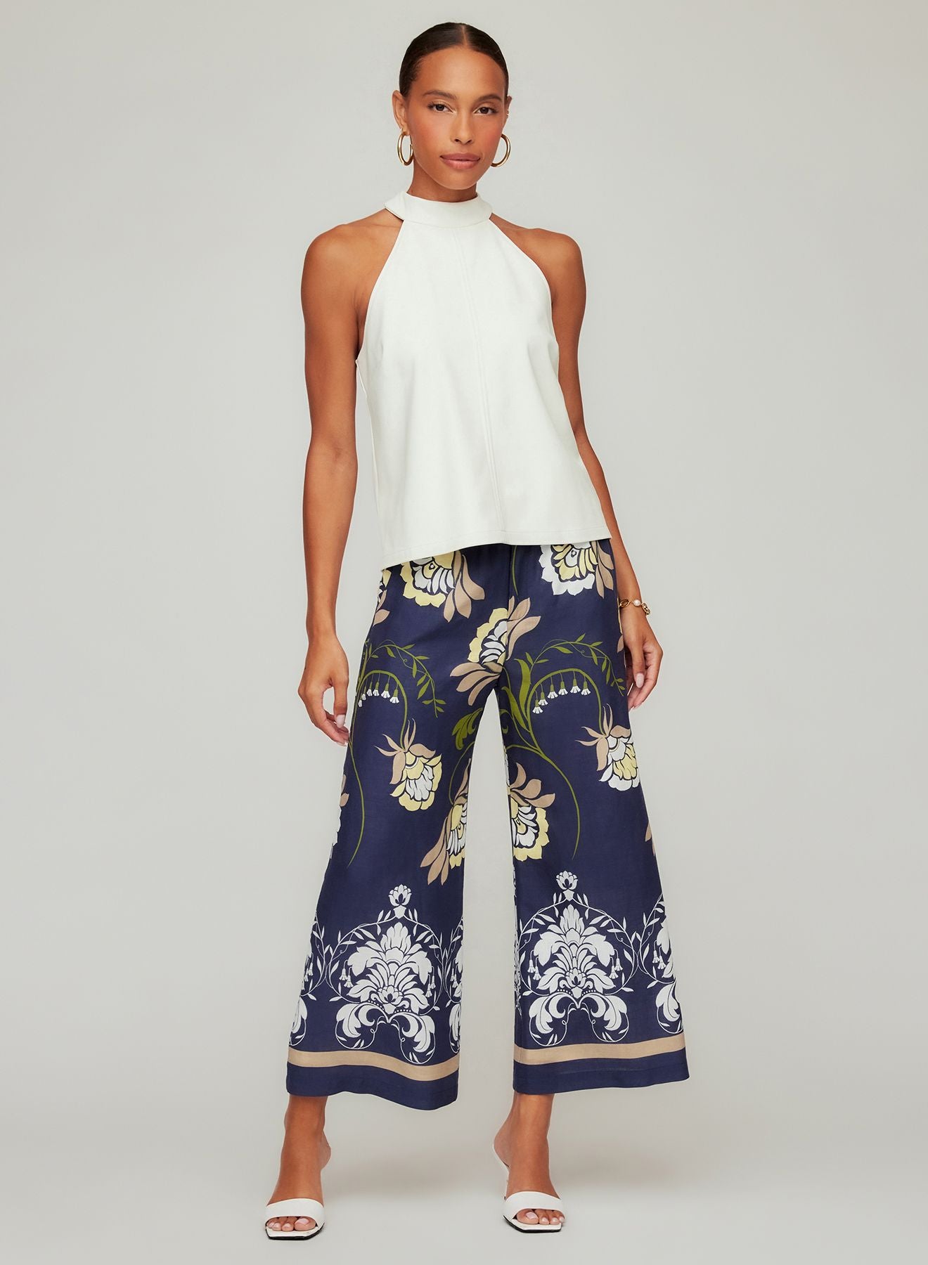 Tilly Cropped Pants- Navy Print