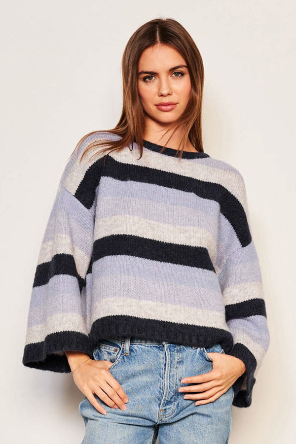 Cropped Stripe Sweater—Lilac Smoke