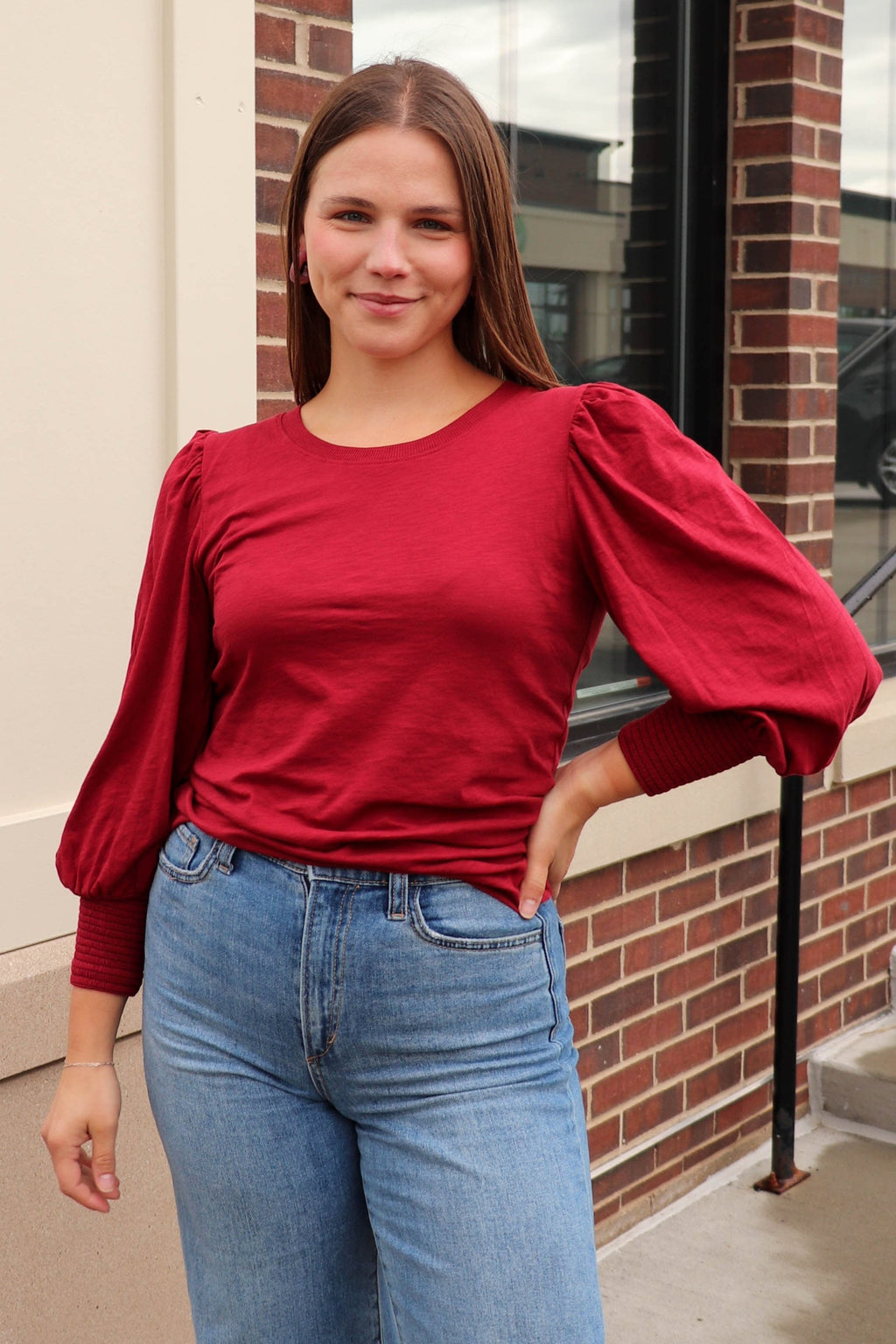 Loren Peasant Tee—Danish Red