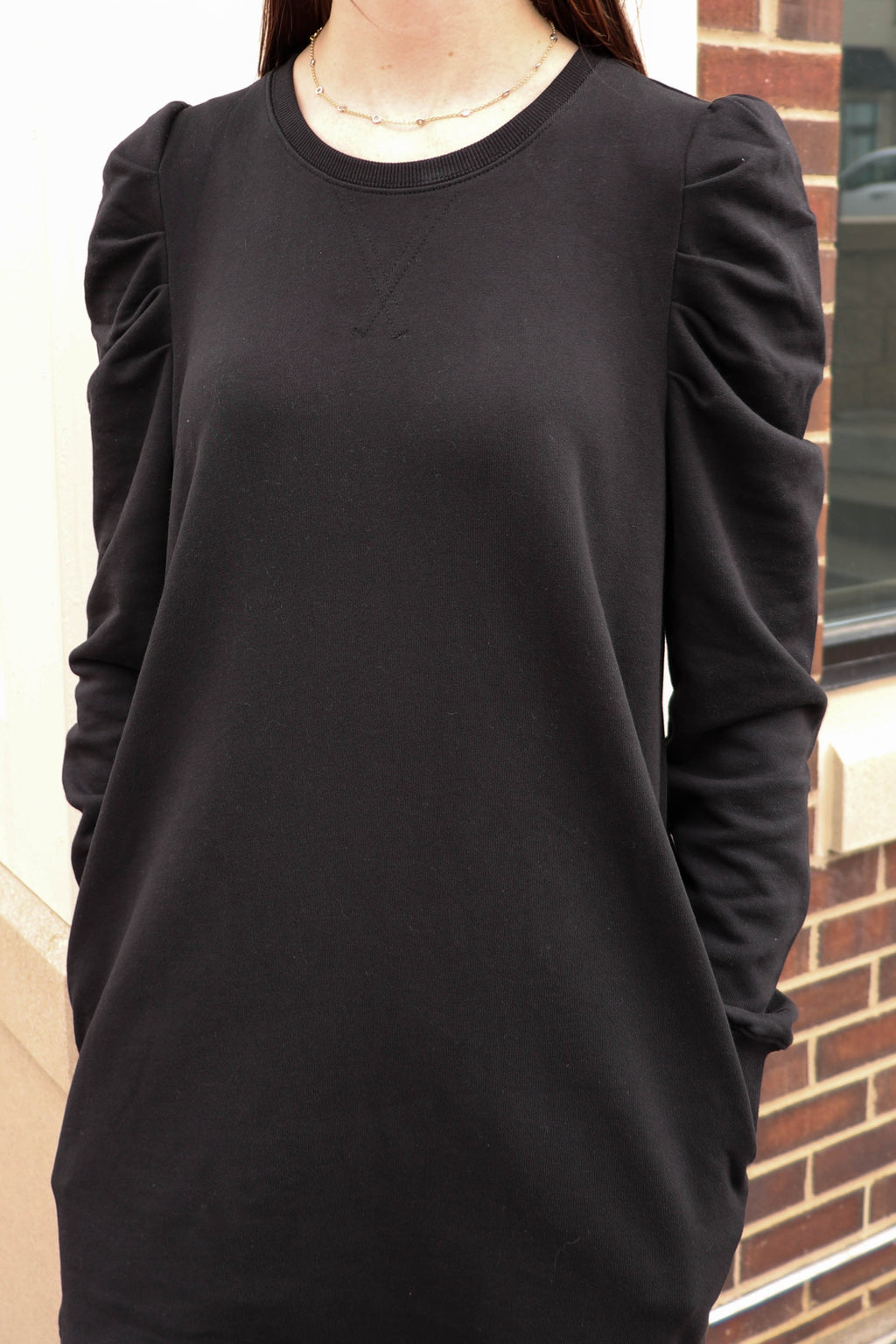 Janine Sweatshirt Dress—Black