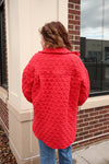 Quilted Shacket- Flare Red