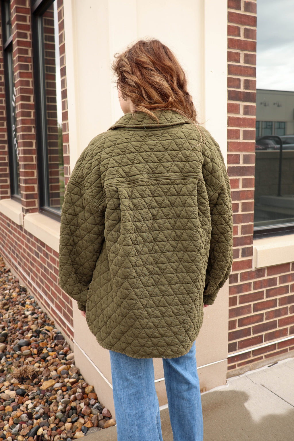 Quilted Shacket—Fern