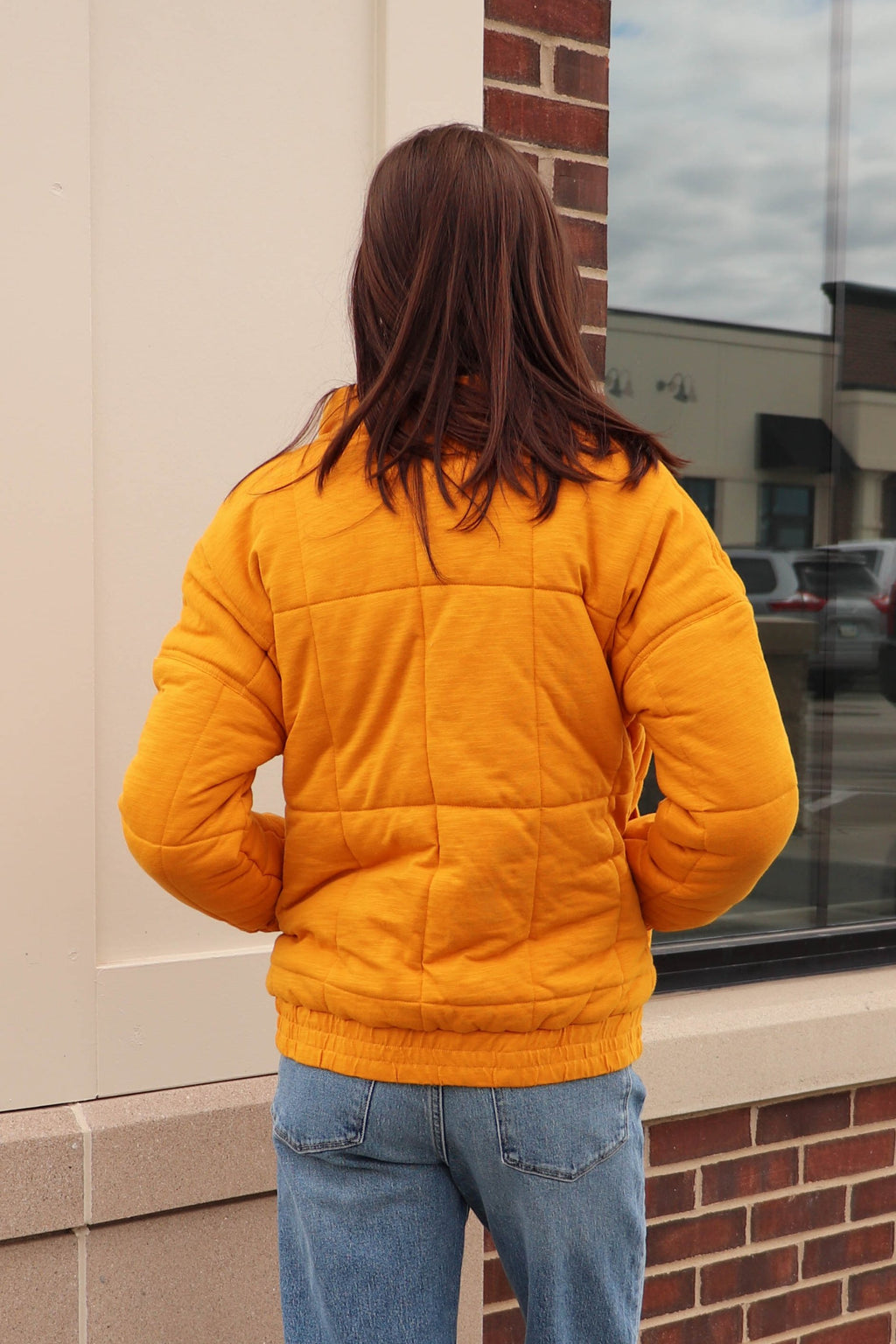 Long Sleeve Quilted Jacket—Mustard