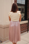 Foil Coated Pleated Skirt—Blush