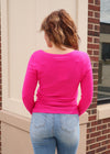 Long Sleeve V-Neck Sweater—Fuchsia