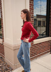 Rita Mock Neck Long Sleeve—Danish Red