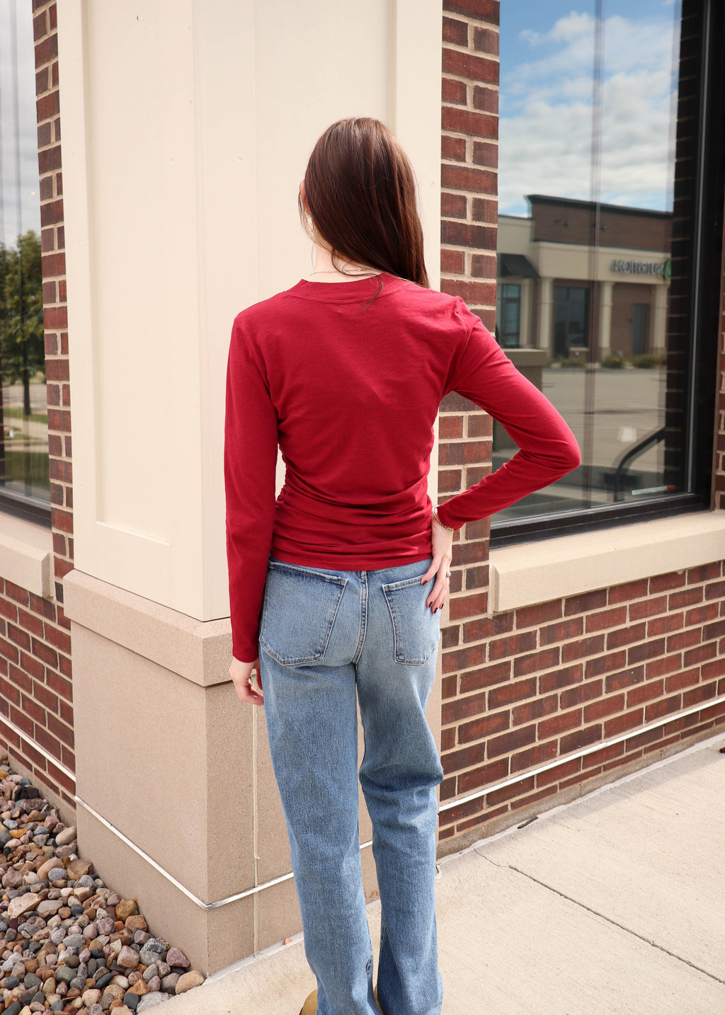 Rita Mock Neck Long Sleeve—Danish Red