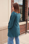 Open Front Quilted Jacket—Teal