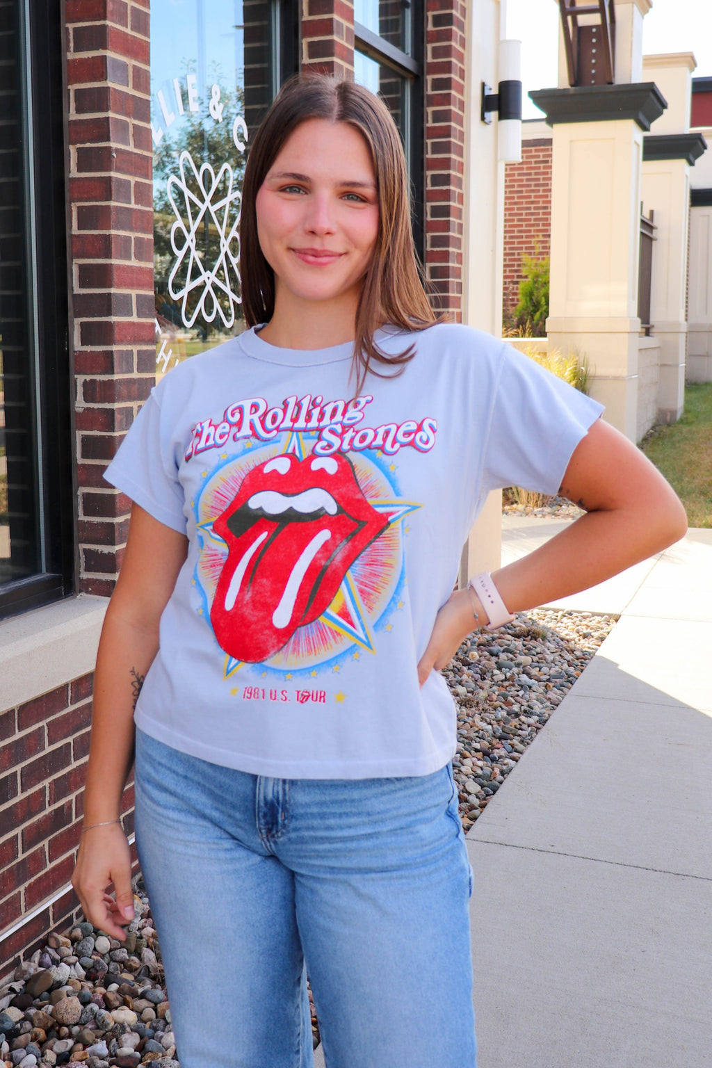 Rolling Stones 1981 Reverse GF Tee- Lavender Sky