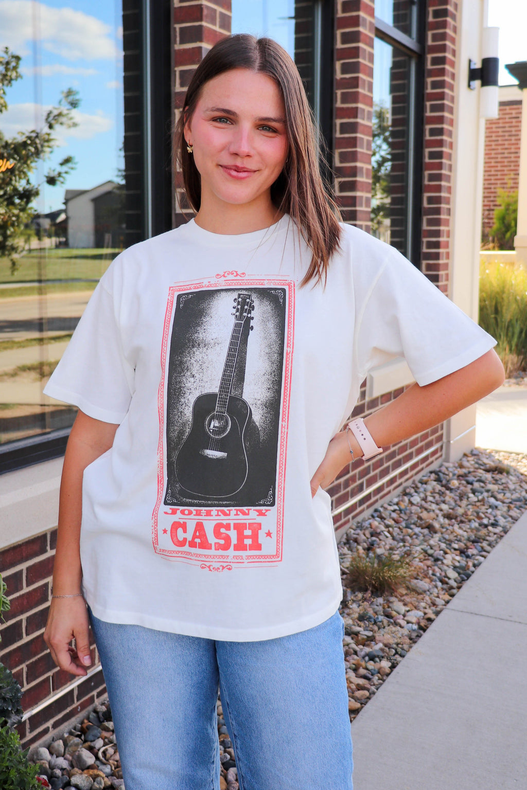 Johnny Cash Guitar Weekend Tee—Vintage White