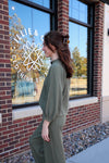 Thermal Mock Neck Dolman Sweatshirt—Fern Green