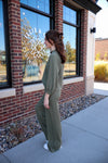 Thermal Wide Leg Sweatpant—Fern Green