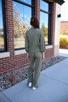 Thermal Wide Leg Sweatpant—Fern Green