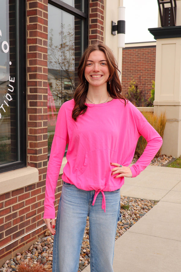 Boatneck Front Pocket Tee—Tropical Pink *FINAL SALE*