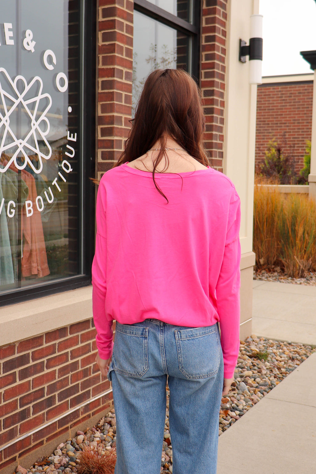 Boatneck Front Pocket Tee—Tropical Pink *FINAL SALE*