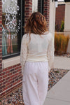 Mock Neck Long Sleeve Wist Lace- Macadamia