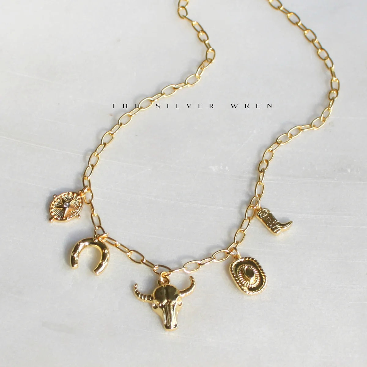 Western Multi Charm Necklace- 16 inch