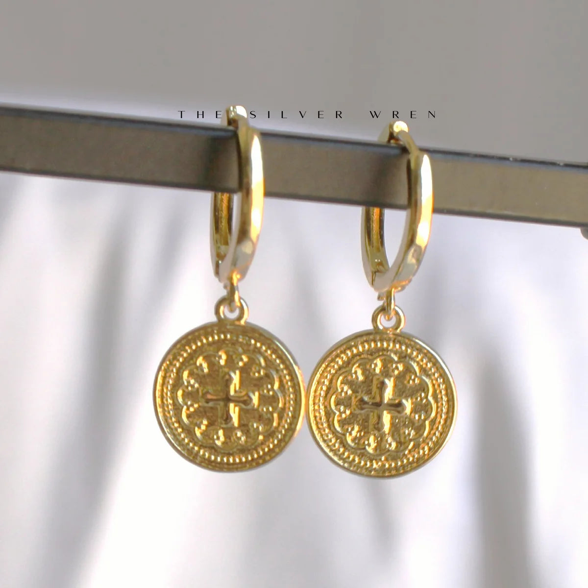 Gold Coin Huggie Hoops