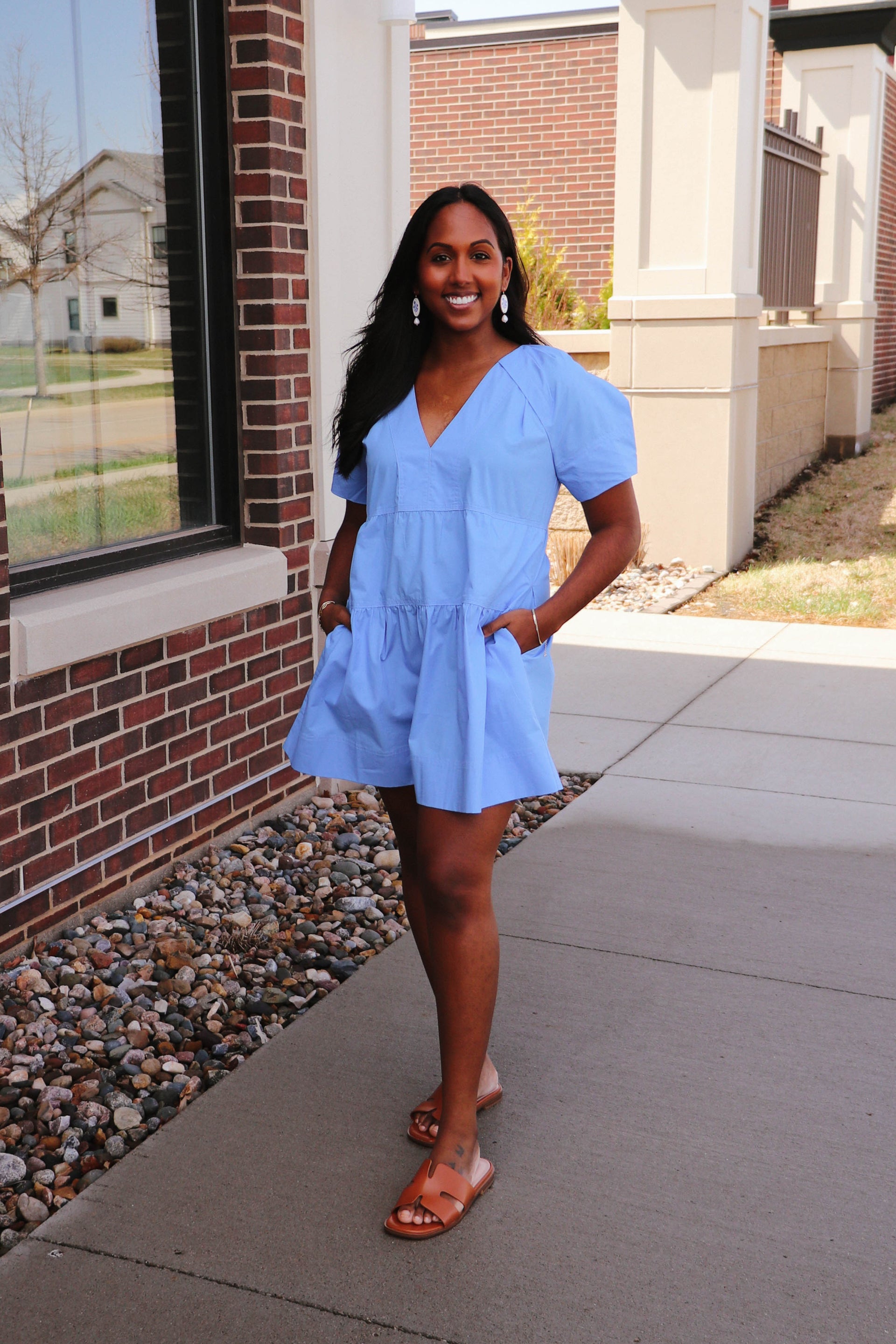 Vera Tiered Mini Dress- Azure