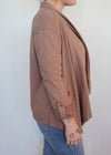 Draped Front Cotton Blazer- Hazelnut