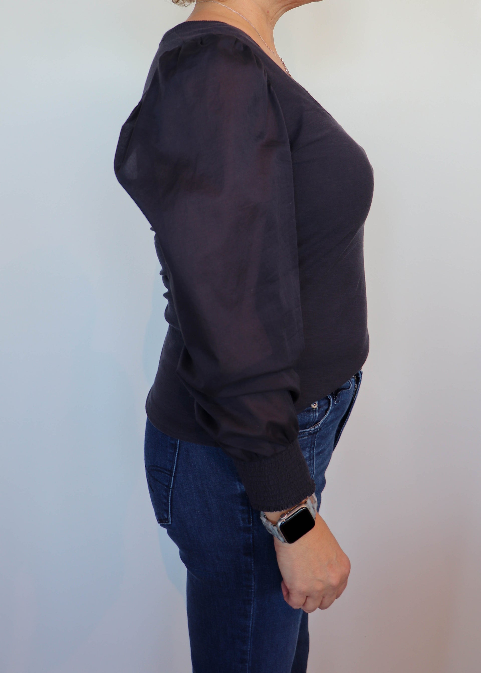 Laura Square Neck Femme Tee- Navy