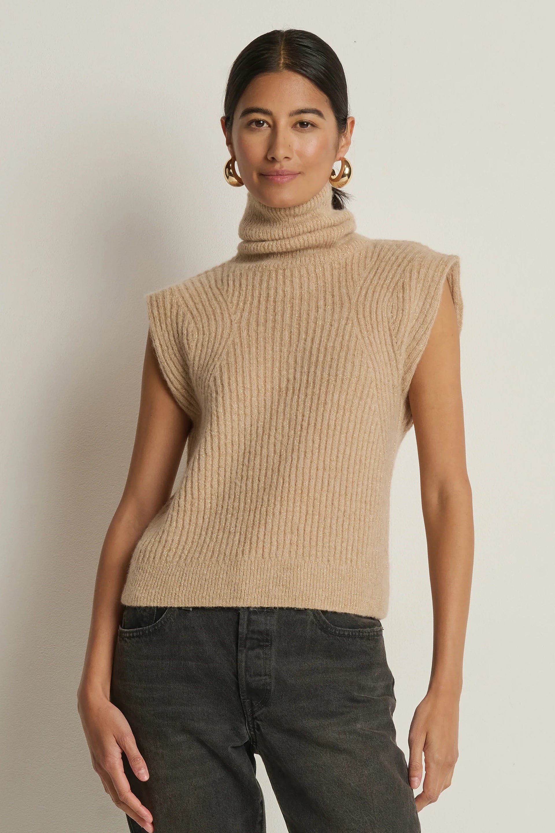 Isha Turtleneck Tank- Shiny Moonbeam