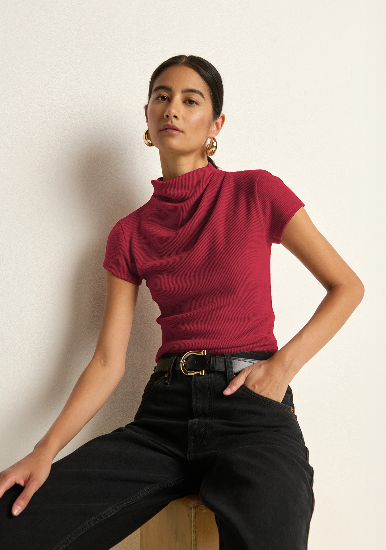 Katie Draped Top- Sangria