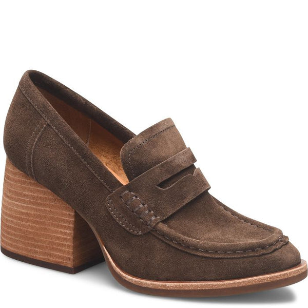 Modeste Suede High-Heel Loafer- Dark Brown Suede