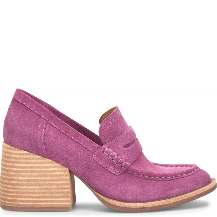 Modeste Suede High-Heeled Loafer- Purple Mulberry