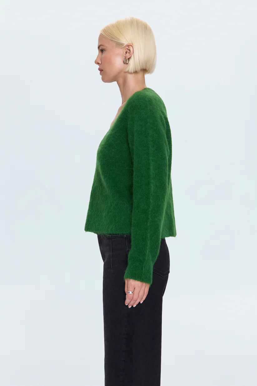 Kit V-Neck Pullover Sweater- Wintergreen