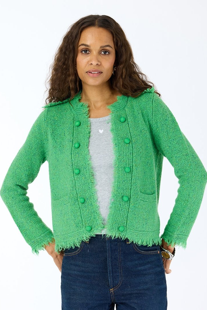 Fringe Beau-lero Cardigan- Grass Green