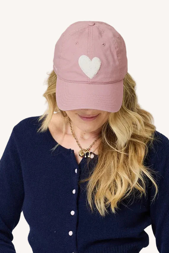 KR Imperfect Chennille Heart Hat- Mauve-Cream