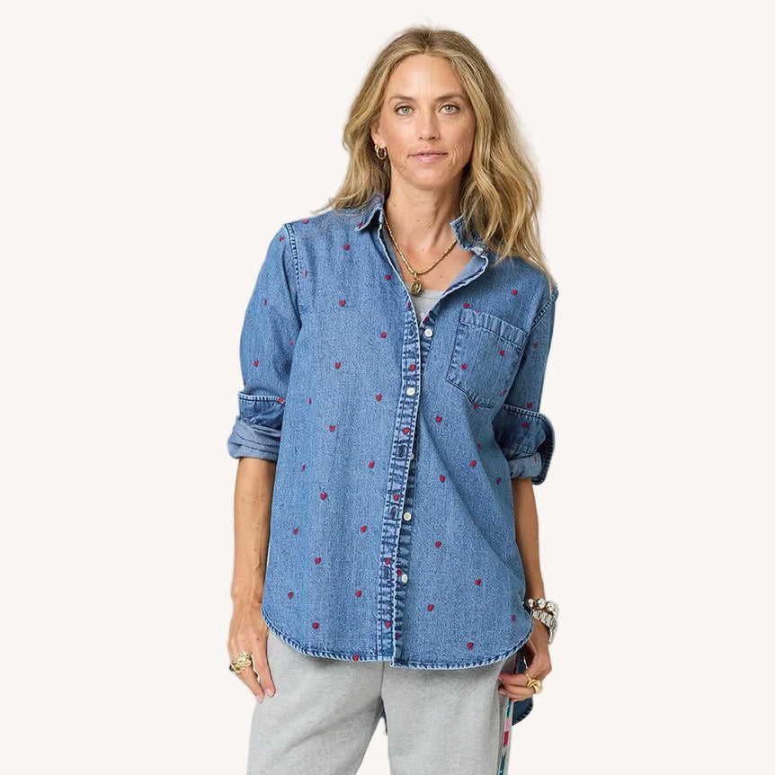 Mia Tiny Hearts Denim Shirt- True Denim