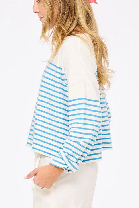 Artist Long Sleeve Stripe Tee- S.Blue